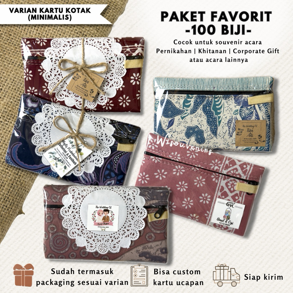 PAKET HEMAT 100 BIJI SOUVENIR DOMPET BATIK SOUVENIR PERNIKAHAN POUCH BATIK SOUVENIR KHITANAN DOMPET 