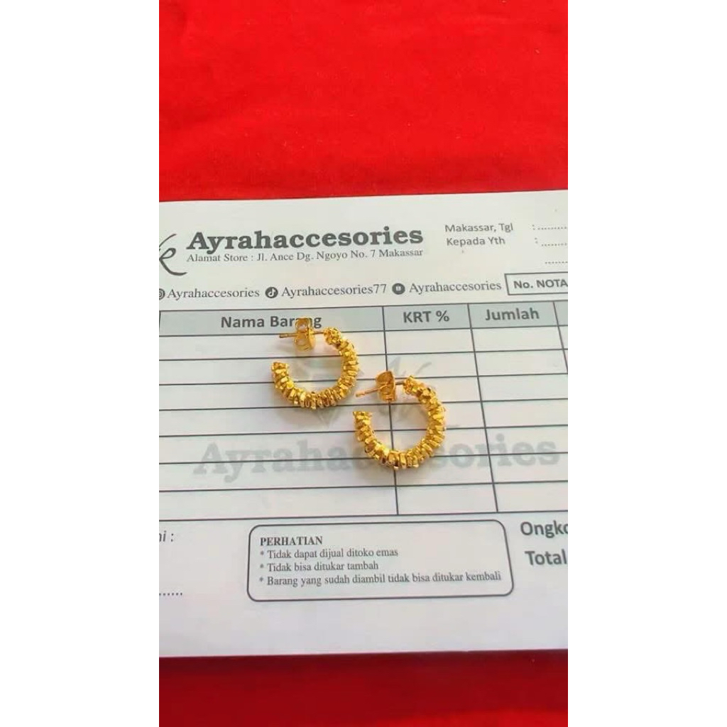 ayrahaccesories anting giwang bahan lapisan emas 24k