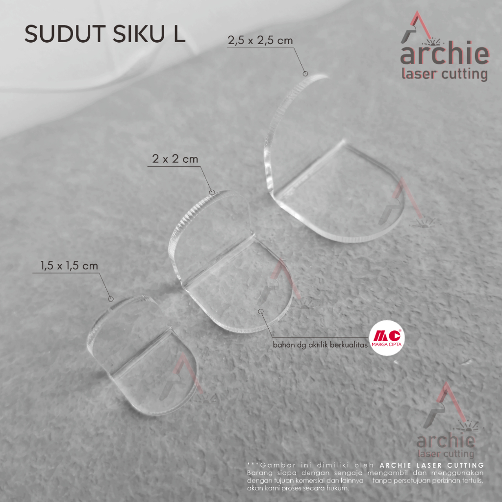 Siku Akrilik Setengah Lingkaran / Sudut Siku Acrylic