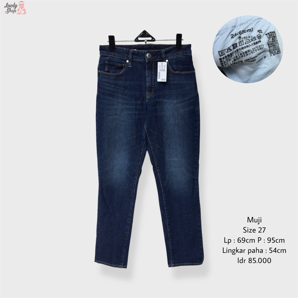 muji celana jeans slim straight