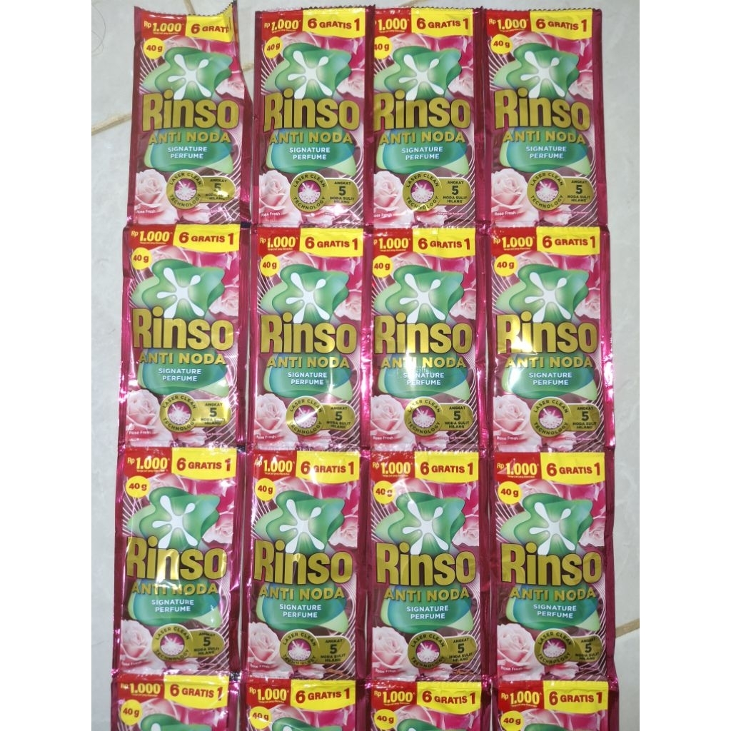 Deterjen Cair Rinso 40ml Sachet 1 Dus Isi 112 Sachet/16renteng