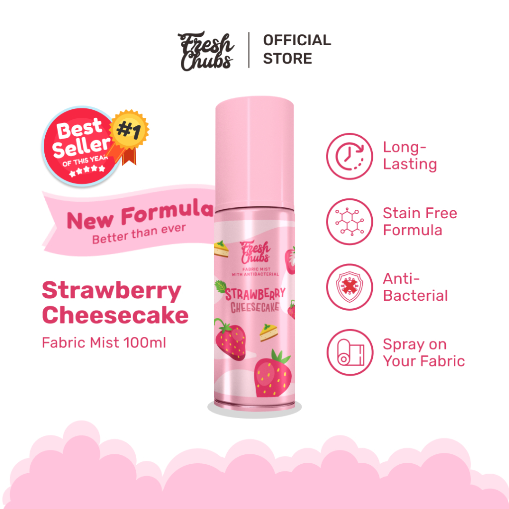 FRESHCHUBS Parfum Anak Sekolah Parfum Baju Tahan Lama Seharian |  Strawberry Cheesecake - 100ML