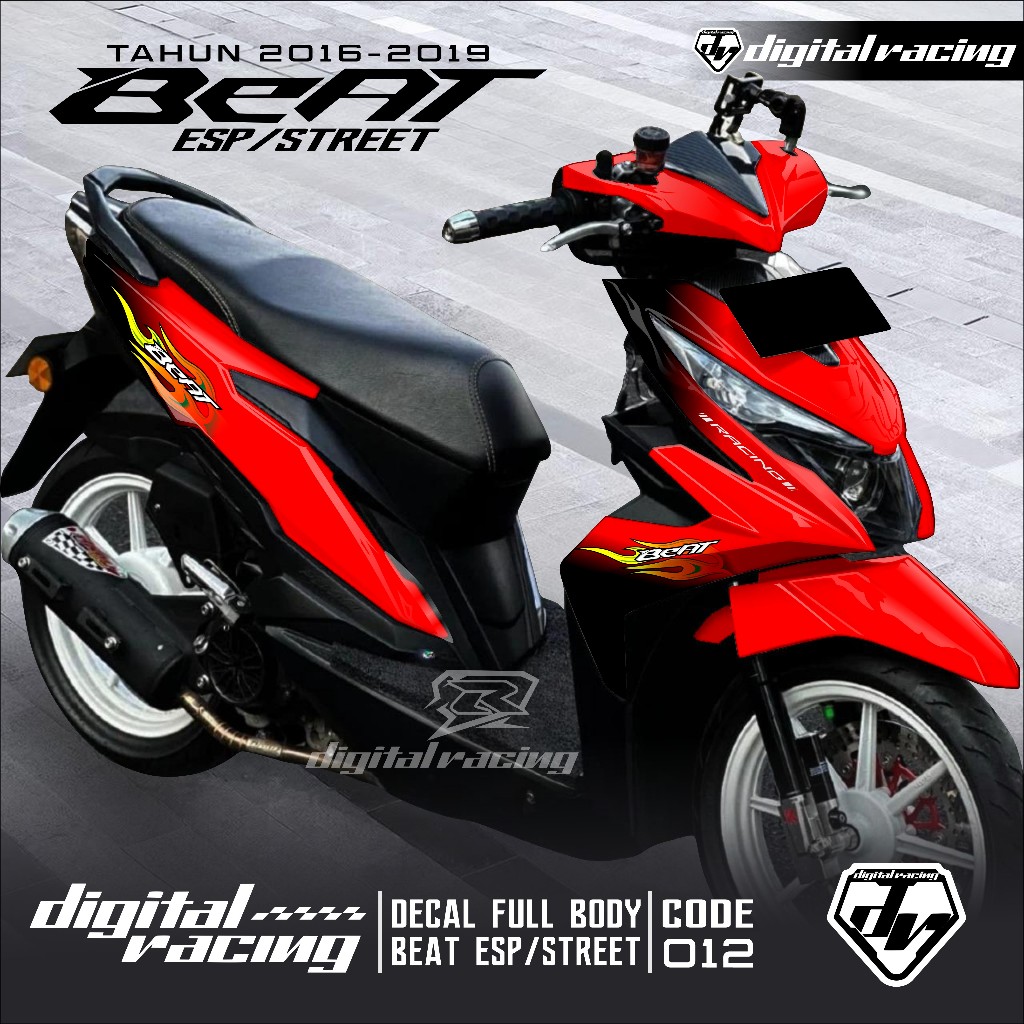 Stiker Decal Honda Beat Esp/Street Api C012 - Sticker Beat Full Body Tahun2016 - 2019 Aksesoris Vari
