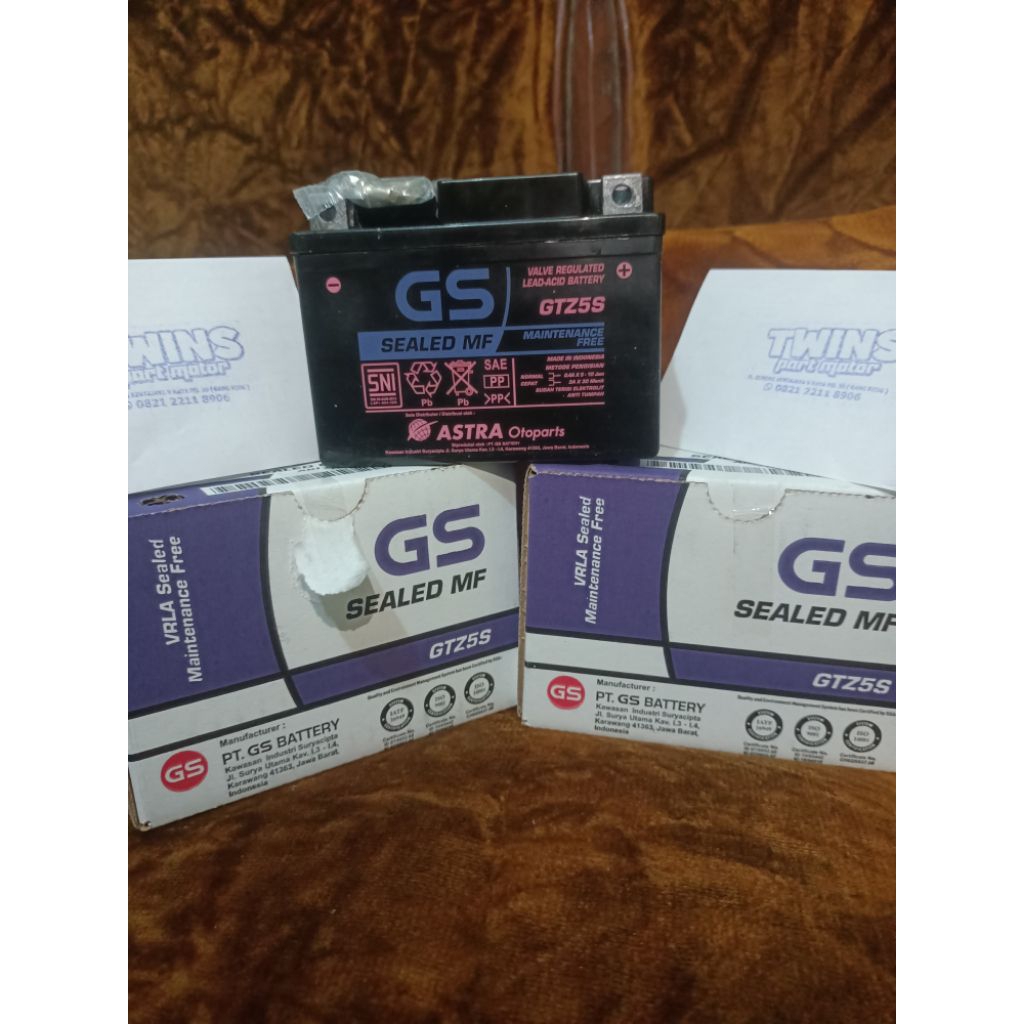 Aki Motor GTZ5Z MF Aki Kering Motor Honda Beat FI,Vario 110,SupraX 125,,Scoopy,Spacy,