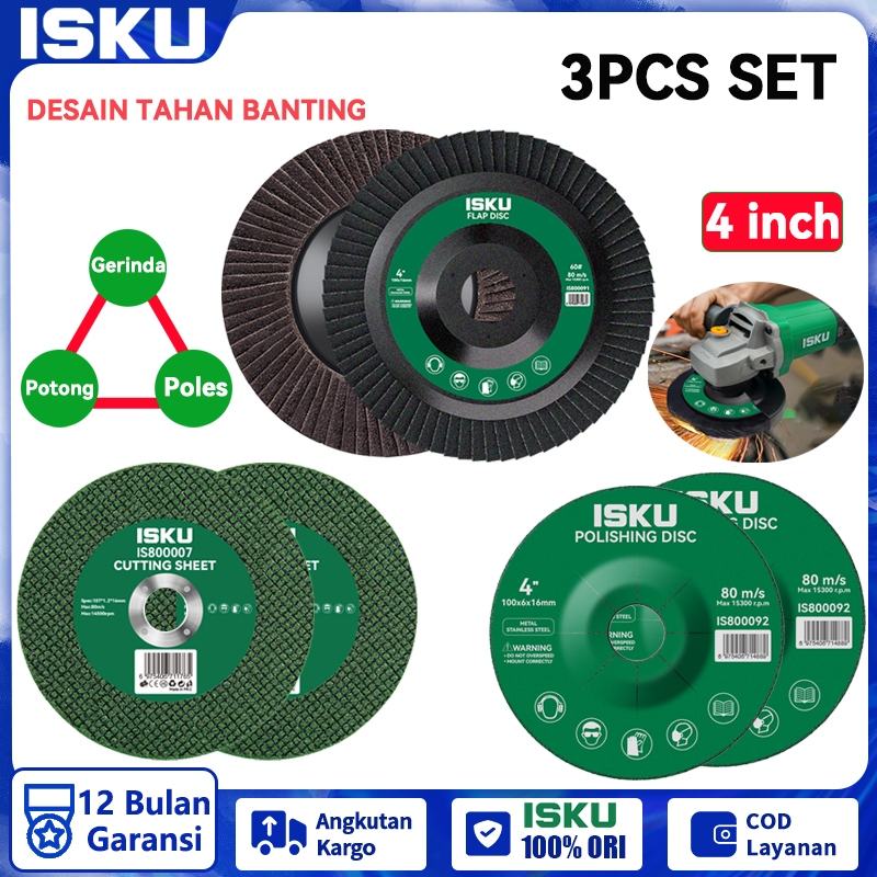 ISKU Mata Gerinda 4 inch Cakram Potong Batu Potong/Batu Gerinda/Cutting Wheel Disc 4”/Amplas Susun M