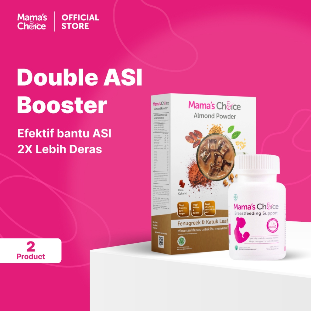 Double ASI BOOSTER Mama's Choice (200gr Susu Almond ASI Booster + 30 kapsul pelancaran asi)