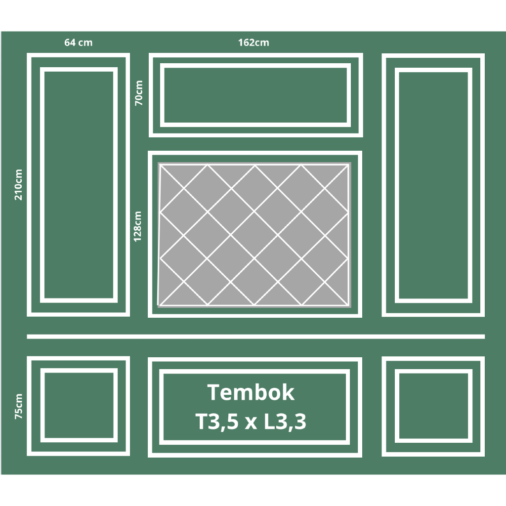 HOT Paket Wall Moulding Tembok 3,5 x 3,3 | Kaca Cermin Non Bevel | Siap Pasang