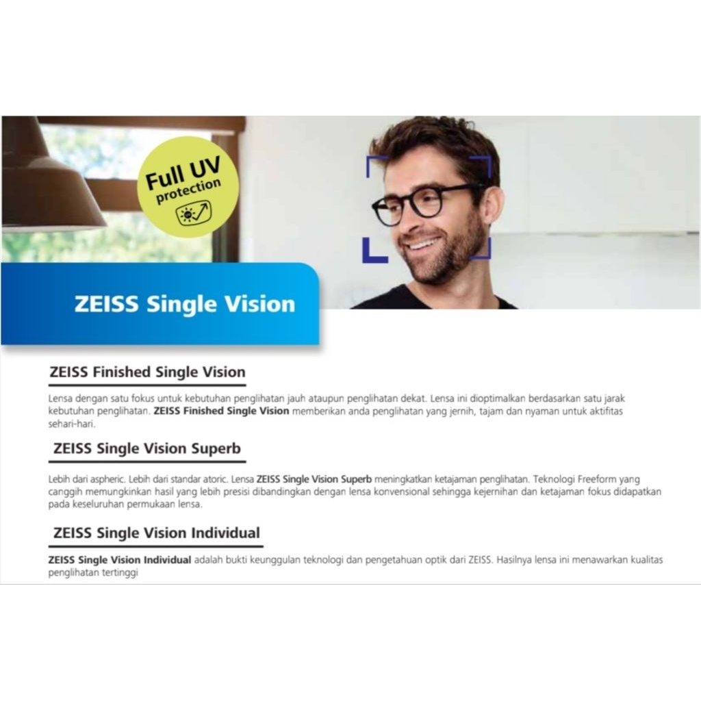 Carl Zeiss Lensa Kacamata Duravision Silver BlueGuard Indeks 1.50 1.60 1.67 Anti UV & Anti Blue Ray 
