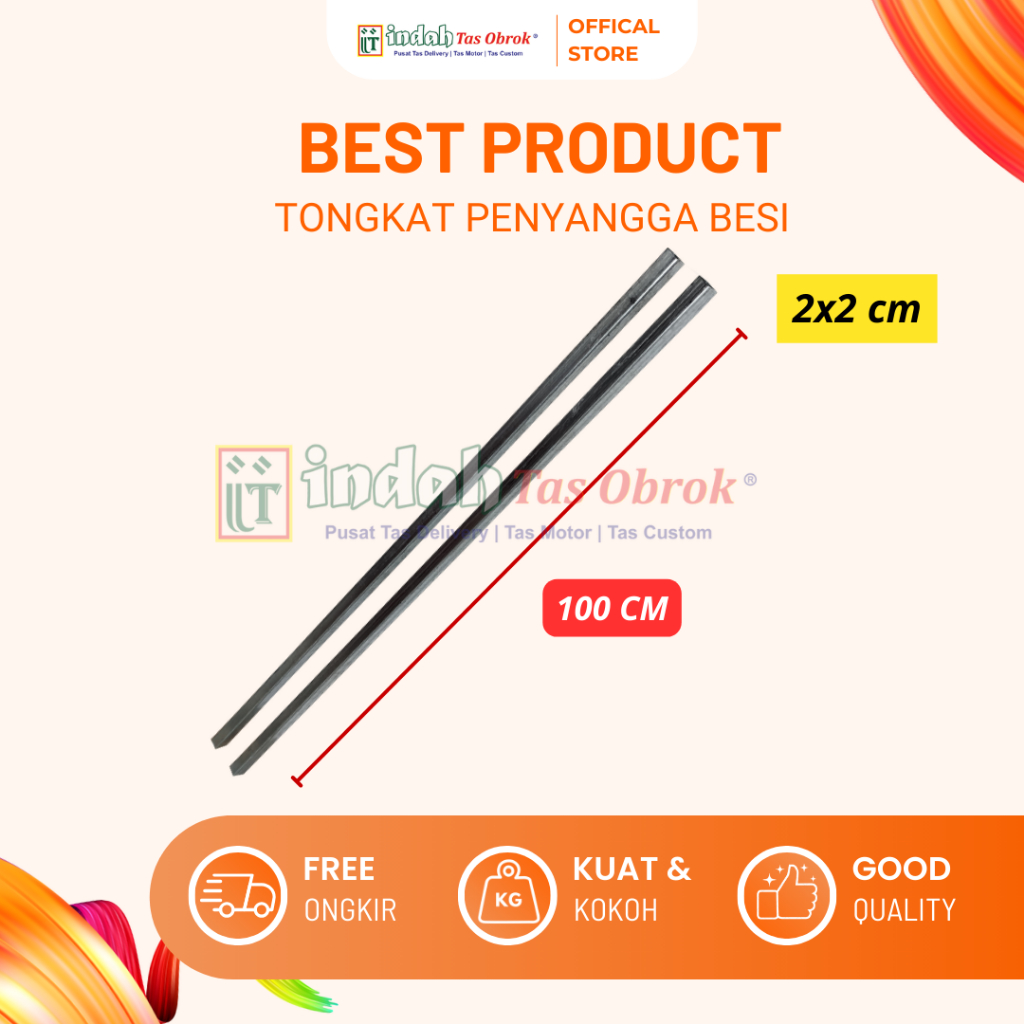 INDAH Tas Obrok - TONGKAT BESI PENYANGGA TONGKAT TAS OBROK MOTOR TAS KURIR TAS POS MOTOR SADDLE BAG 