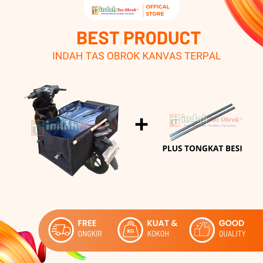 INDAH Tas Obrok - [PAKET HEMAT] TAS KANVAS ANTI AIR + TONGKAT BESI