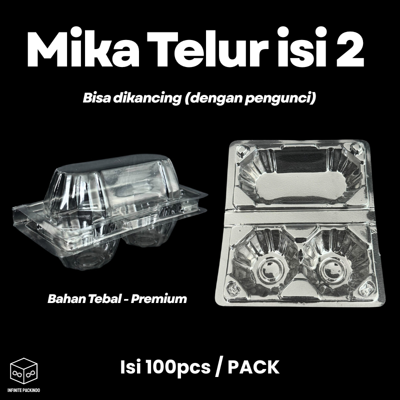 (ISI 50 PCS) Mika Tray Telur 2 Butir Dengan Pengunci / Mika Telur Isi 2 Kancing / Tray Telur Kancing
