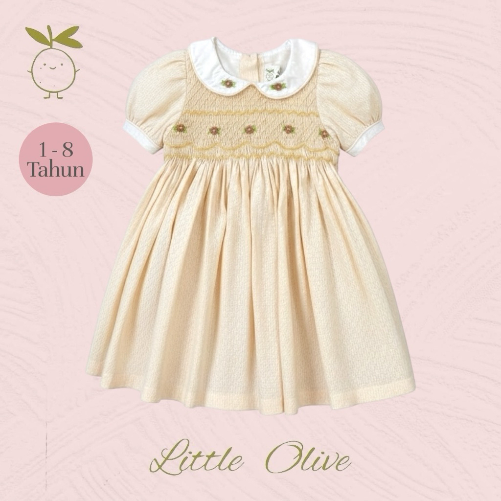Little Olive - Loraine Dress | 1-8 Tahun | Dress Anak Perempuan Hand Smocked Dress Baju Anak Premium