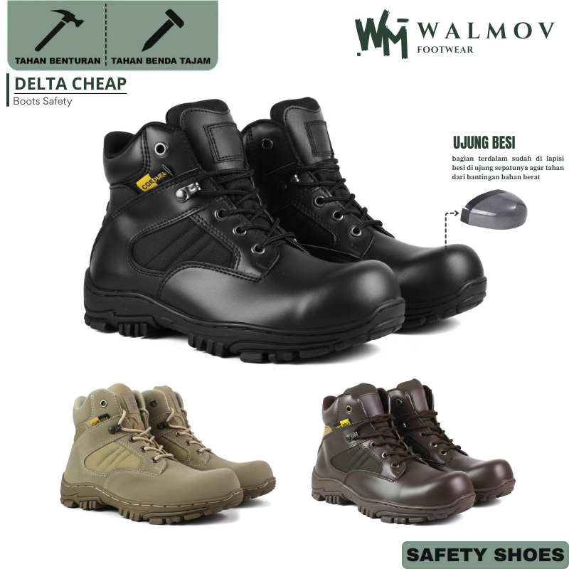Walmov Footwear | Sepatu Delta 6inc Ujung Besi - Sepatu Delta Cordura Tactical USA Toe Cap