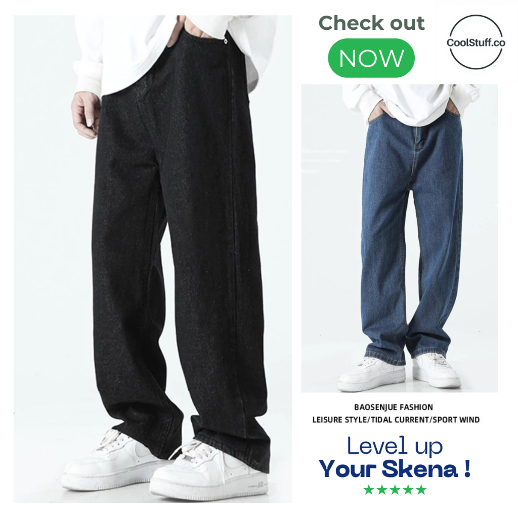 Celana jeans pria korean style loose pant murah
