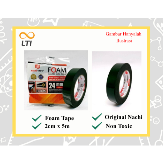 [ PCS ] Nachi Foam Tape 24mm Double Tip Foam Nachi Hitam - HEMAT