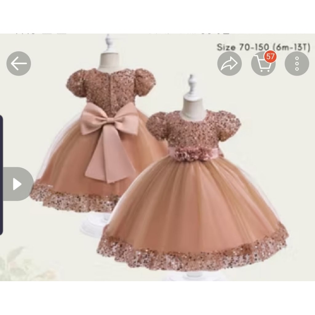 PRELOVED GAUN DRESS PESTA ANAK ROSEGOLD 2-3 TAHUN UK.90 MERK BRANDED BABY