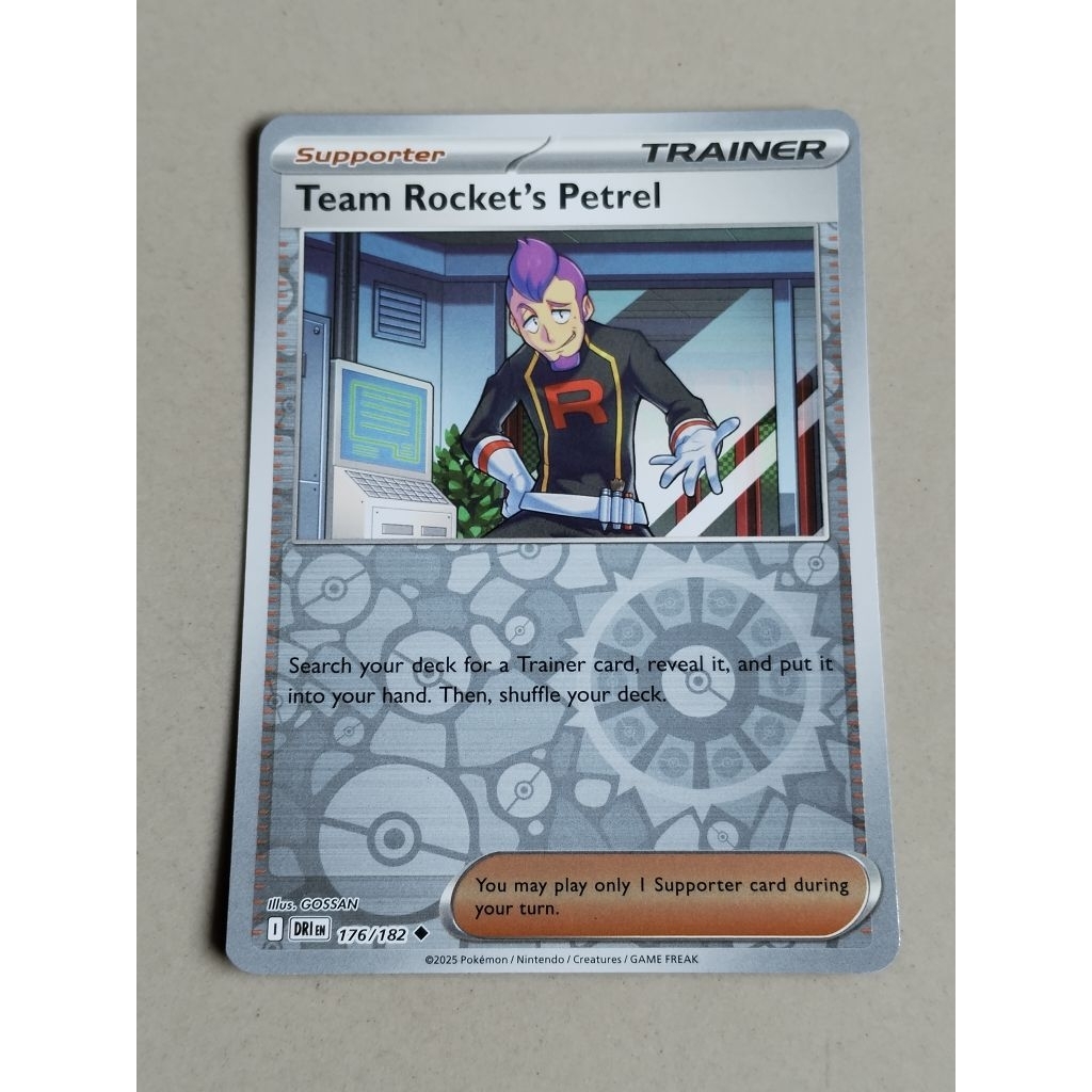 kartu pokemon original holo reverse team rocket's petrel dri 176/182