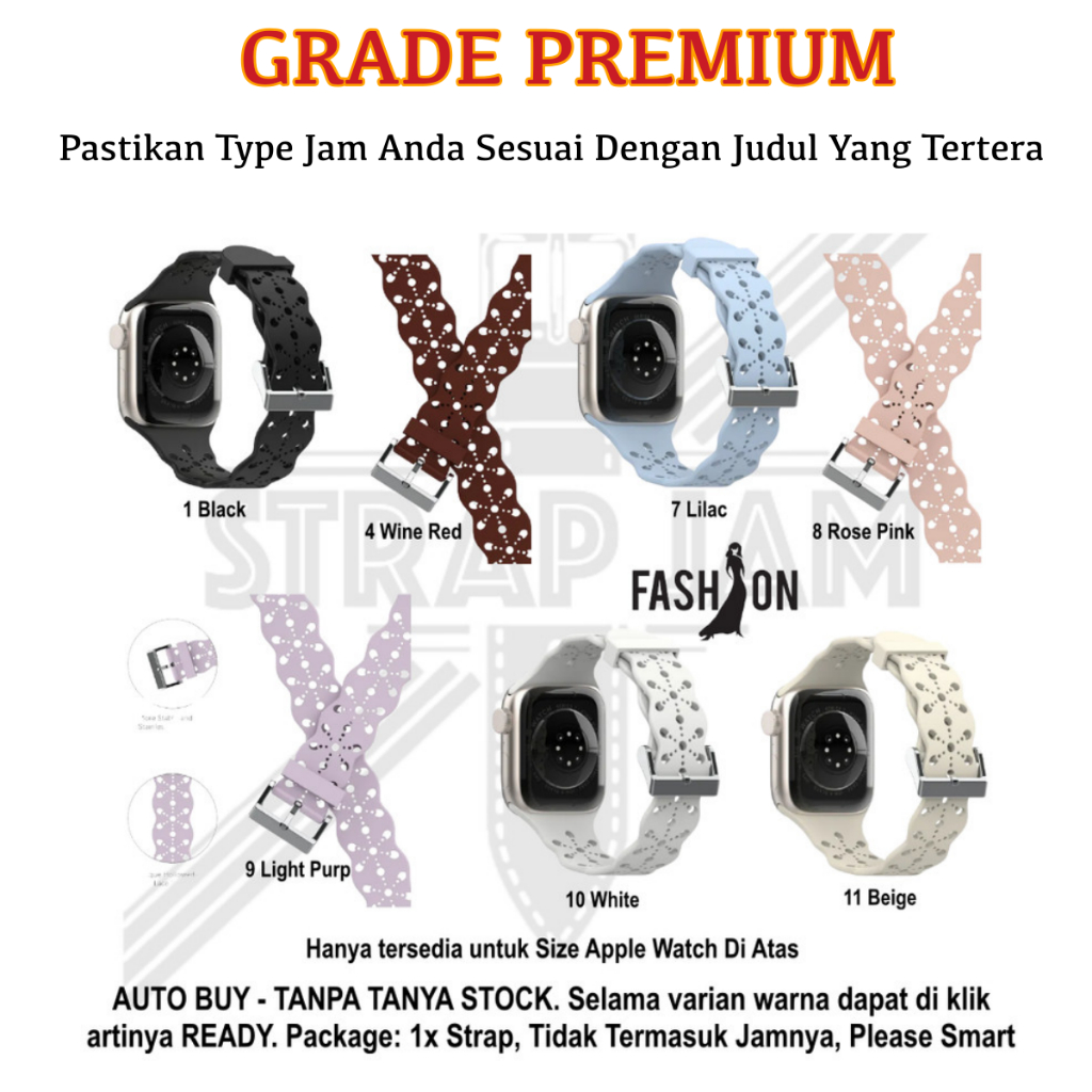 LDS Strap Apple Watch Seri 10 11 Size 42mm  - Tali Jam Tangan Silikon Stylish