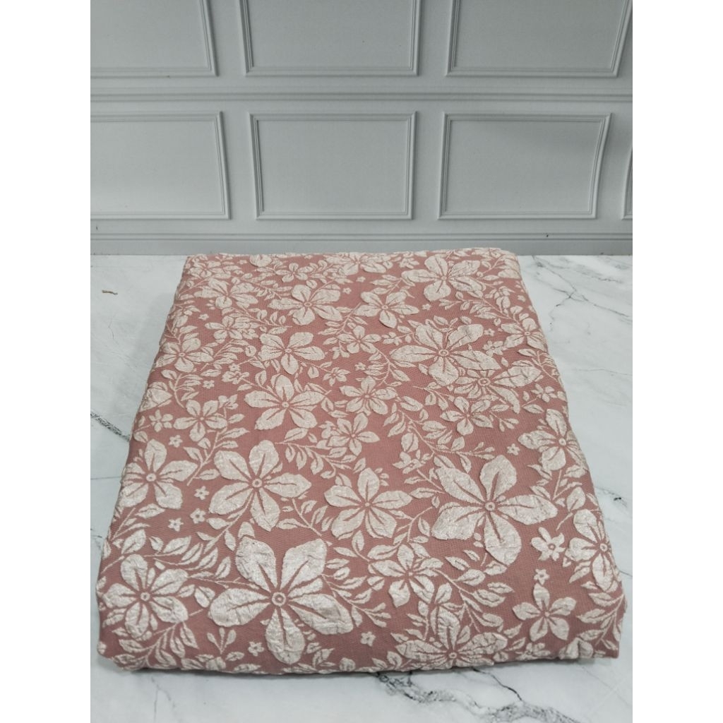 TERMURAH KAIN JACQUARD EMBOSS FLORAL / KAIN JACQUARD FUKORO MOTIF BUNGA.