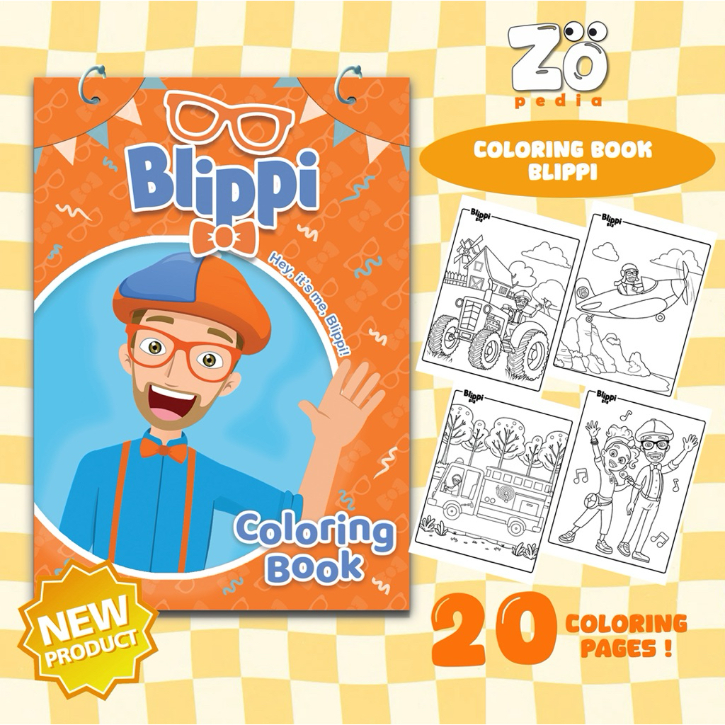 BLIPPI Coloring Book | Buku Mewarnai BLIPPI | 20 Halaman Buku Mewarnai