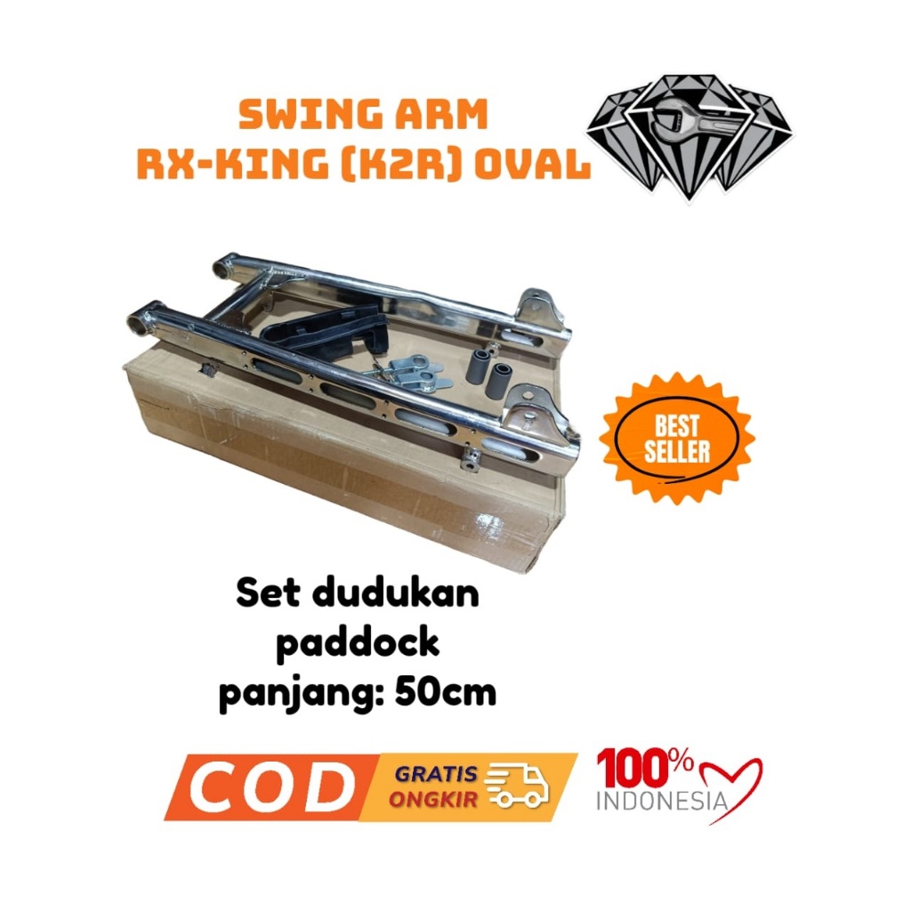 RX-KING Swing Arm Set Dudukan Paddock K2R Oval Coak 50cm Chrome Fullset Best Seller COD Gratis Ongki