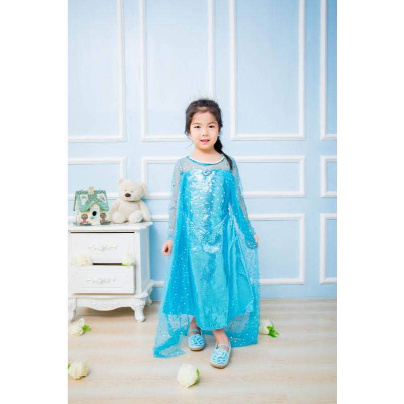 Dress Princess Biru Karakter Anak - Gaun Pesta Ulang Tahun Mewah