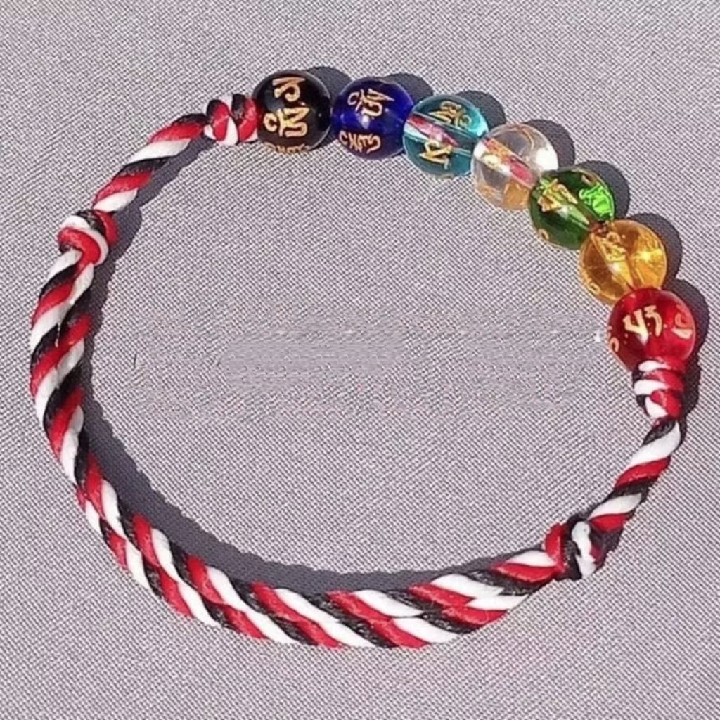 Gelang Tangan Tridatu 7 Kristal Aura Rezeki/Gelang Telon Penarik Rezeki Dan Keberuntungan