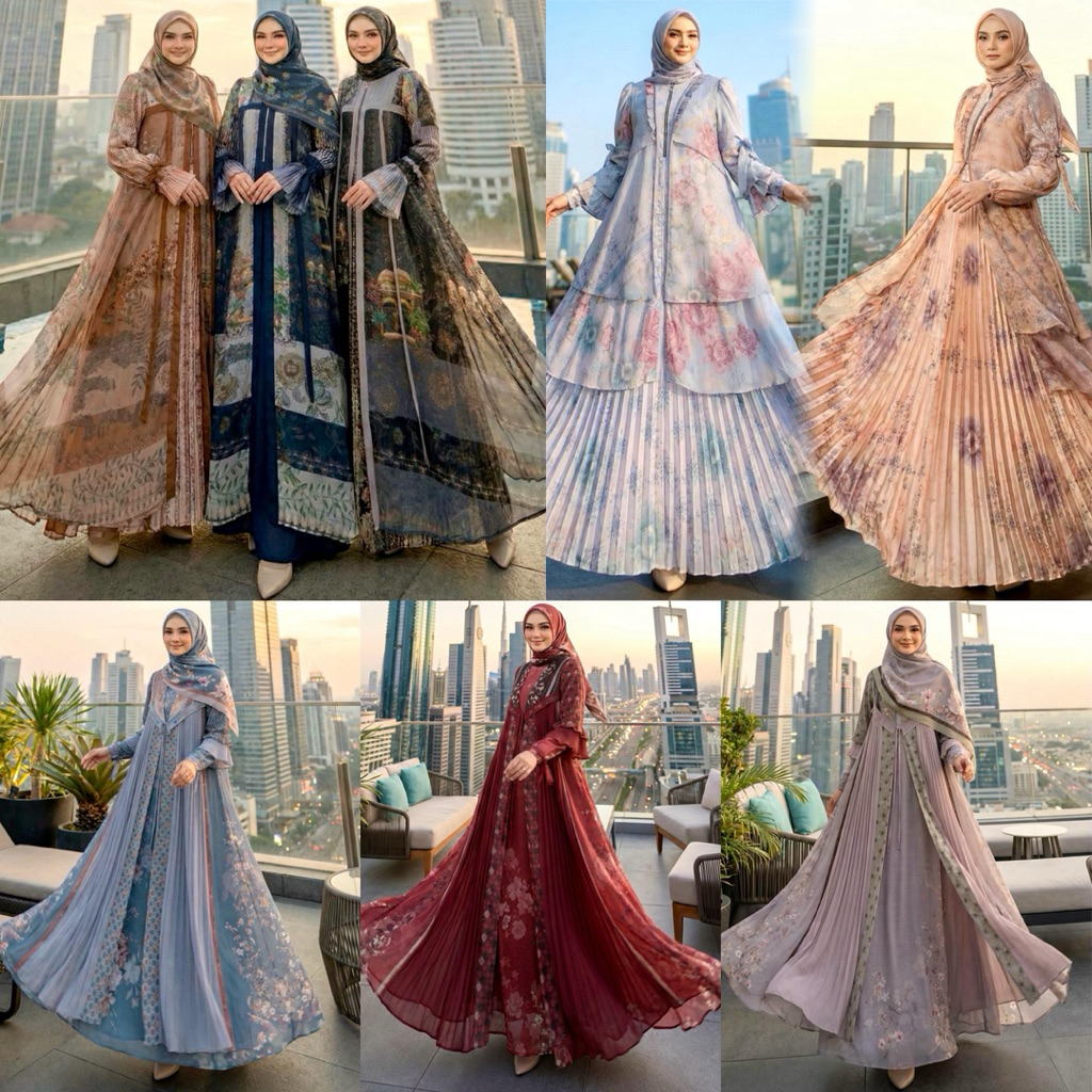 GAMIS DRESS SET HIJAB 7435 7434 7439 7438 ORI BY ALZHEA PREMIUM