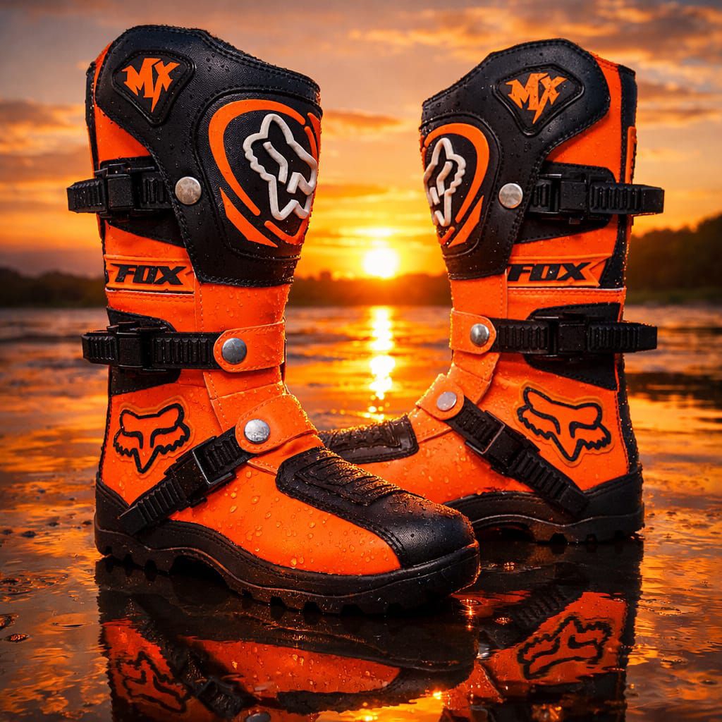 Sepatu trail motocross anak/boots safety kids orange