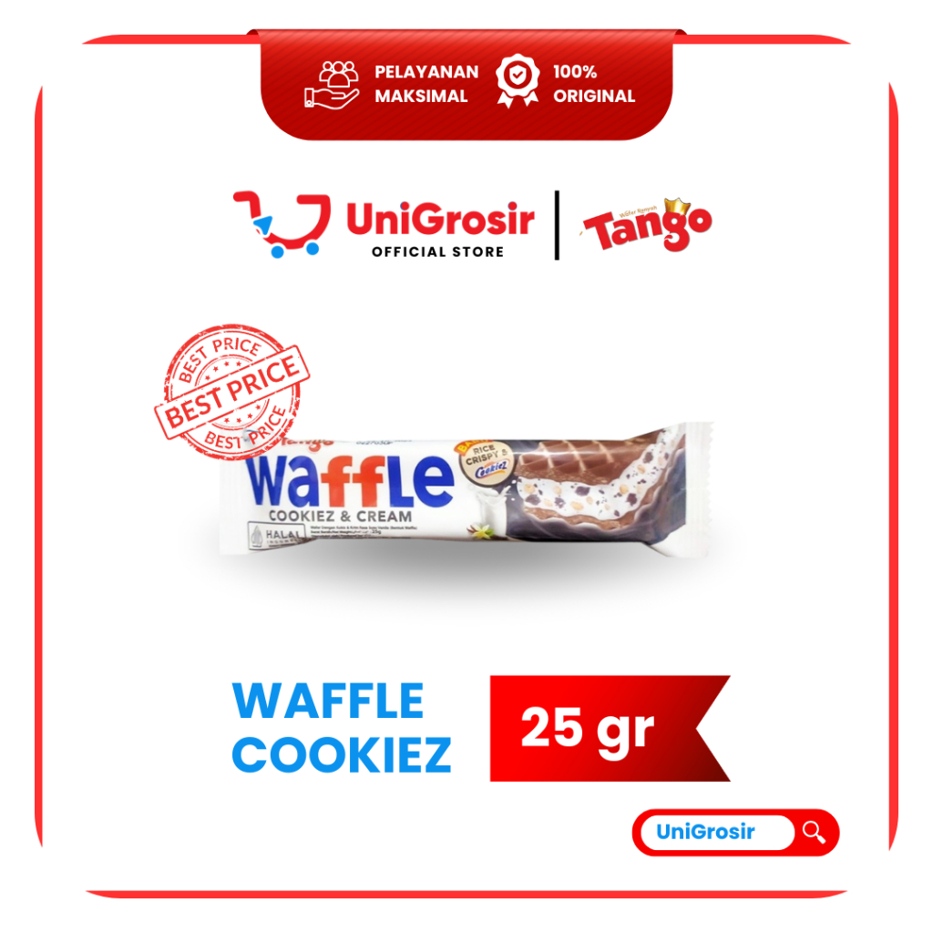 [UniGrosir] TANGO WAFFLE COOKIEZ CREAM WAFER COOKIES KUKIS KRIM ~ 25 gr 1 pc