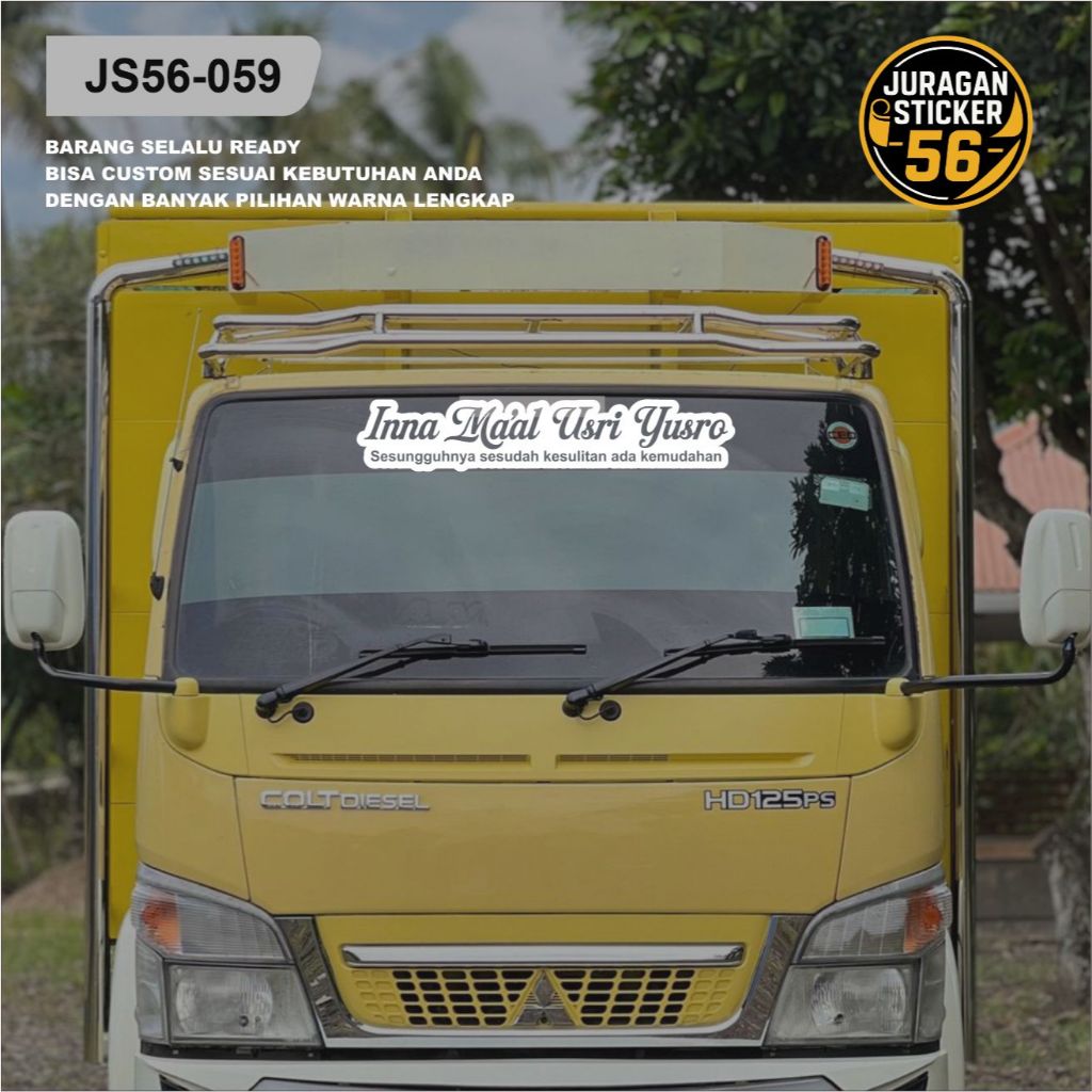 JS56-059 Cutting Stiker INNA MA'AL USRI YUSRO Custom Nama | Tulisan Kaca Depan Mobil & Truck | Bebas