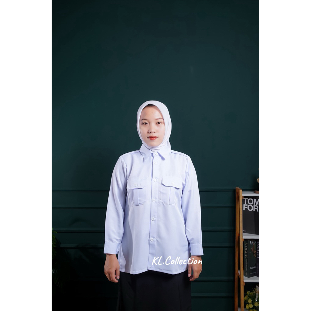 Seragam PDH Stelan Hitam Putih pns wanita Baju pemda wanita Model Saku Dada