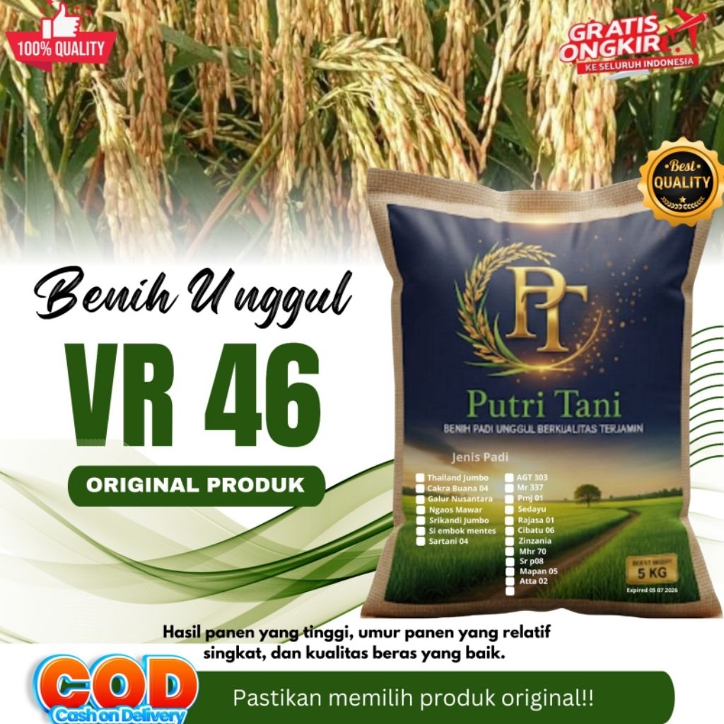 BIBIT PADI VR 46 KEMASAN 5KG