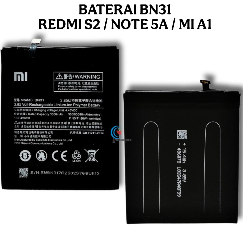 BATERAI BN31 FOR XIAOMI REDMI NOTE 5A / NOTE 5A PRIME / REDMI S2