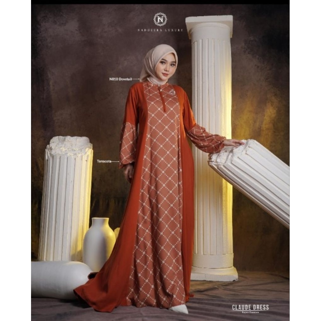 NADHEERA LUXURY CLAUDE DRESS GAMIS KEKINIAN SIMPLE ELEGAN MODIS