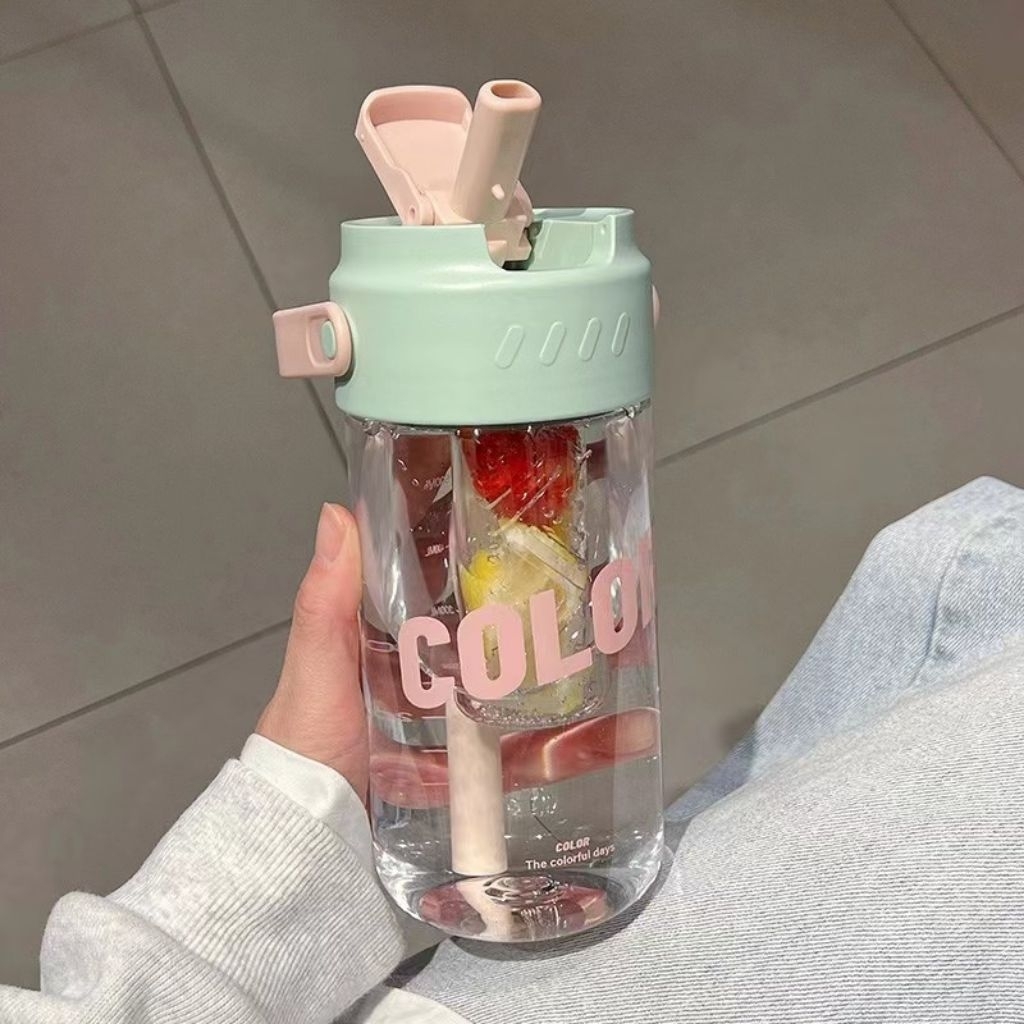 Sedotan Gelas Tumbler Aesthetic Gelas Minum Kaca / Dengan Botol Air Sedotan / Botol Minum /