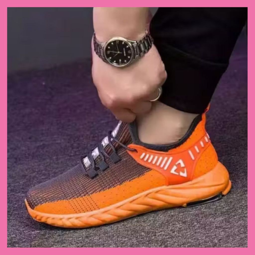 Sepatu Aeiso Sneakers Lari Ringan Fleksibel Orange Color