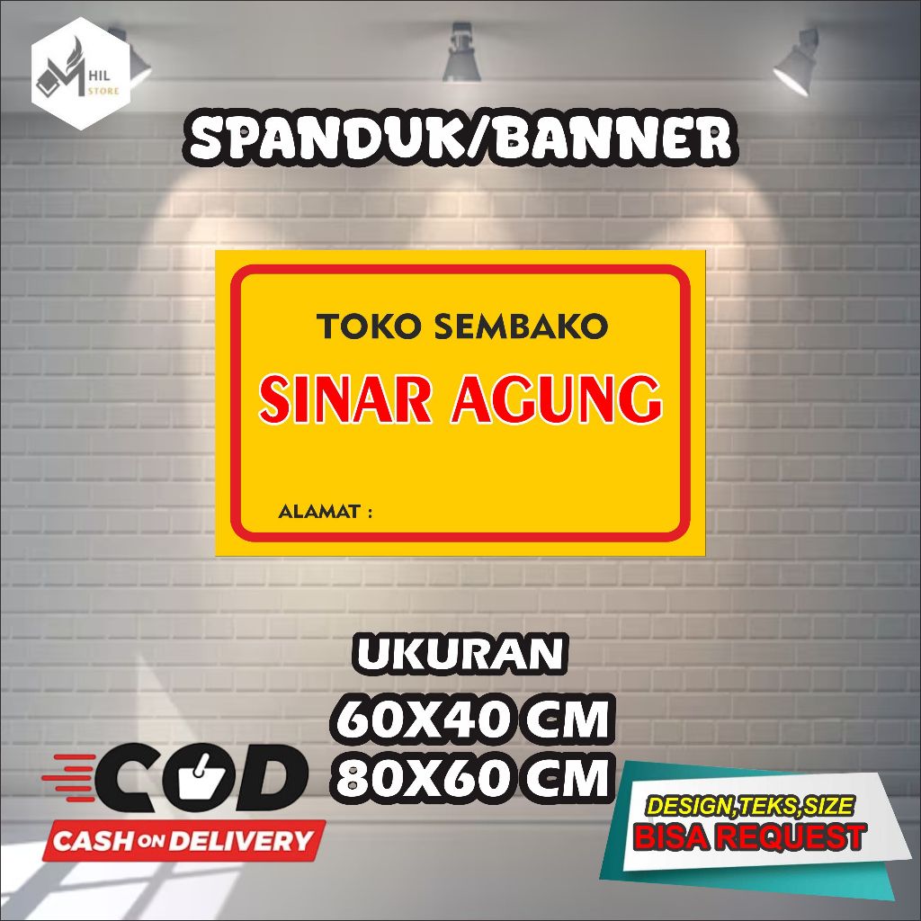 Cetak Spanduk Banner Toko Tembako Free Desaint 60X40 Cm
