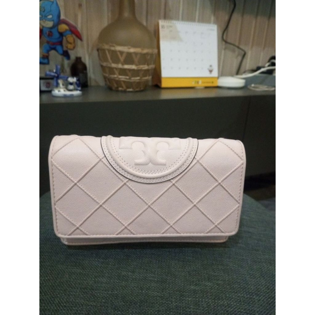 Preloved Tory Burch soft fleming chain wallet sling bag ori