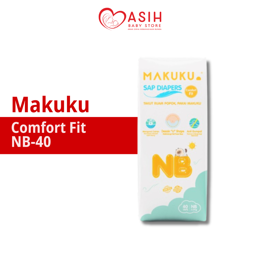 Pampers Makuku Newborn NB40 Comfort Fit Tape Perekat - Popok Bayi Sekali Pakai Baru Lahir