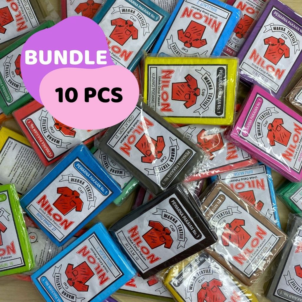 BUNDLE 10PCS Pewarna Tekstil NILON Warna Pekat Permanen Pewarna Tekstil Kain Textile Wantek Baju Nap