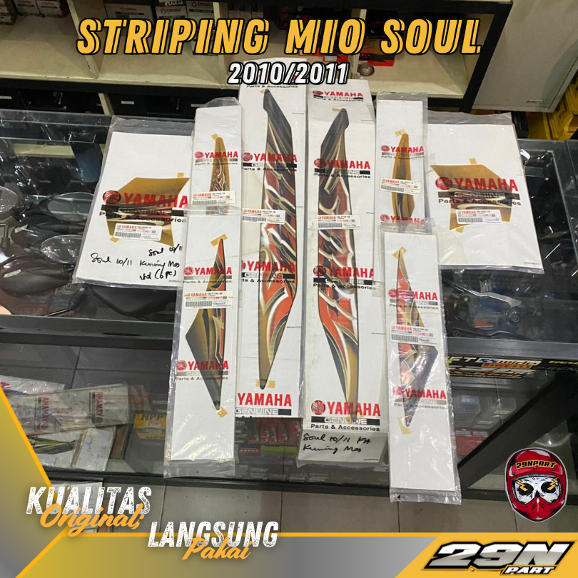 Sticker Stiker Striping Fullset Original Yamaha Mio Soul 2010 Warna Kuning Body Hitam