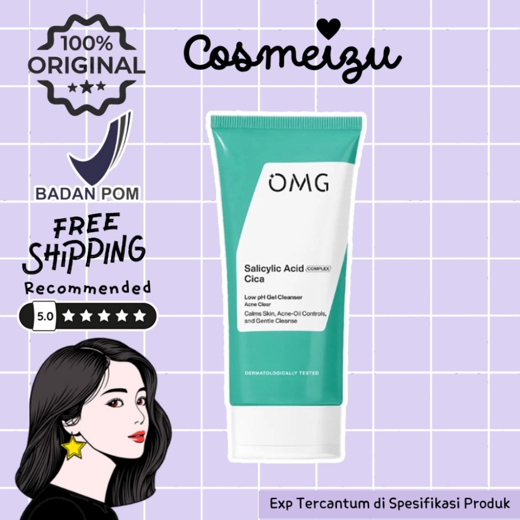 Cosmeizu - OMG Oh My Glow Salicylic Acid Cica Low pH Gel Cleanser 70ml ( Hijau ) | Pembersih Wajah