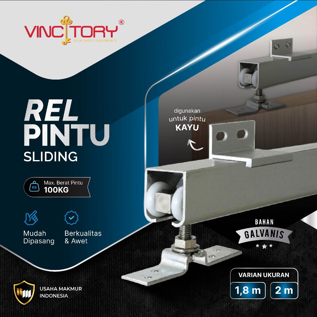 VINCITORY Reel Pintu Kayu Gantungan Rel Pintu Geser 1,8 M Rel Pintu Sliding