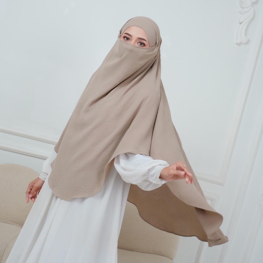 ANNISA FRENCH KHIMAR / Zilkalabel Hijab Syari Instan FK Bisa Cadar 4in1 Bahan Premium Crinkle Airflo