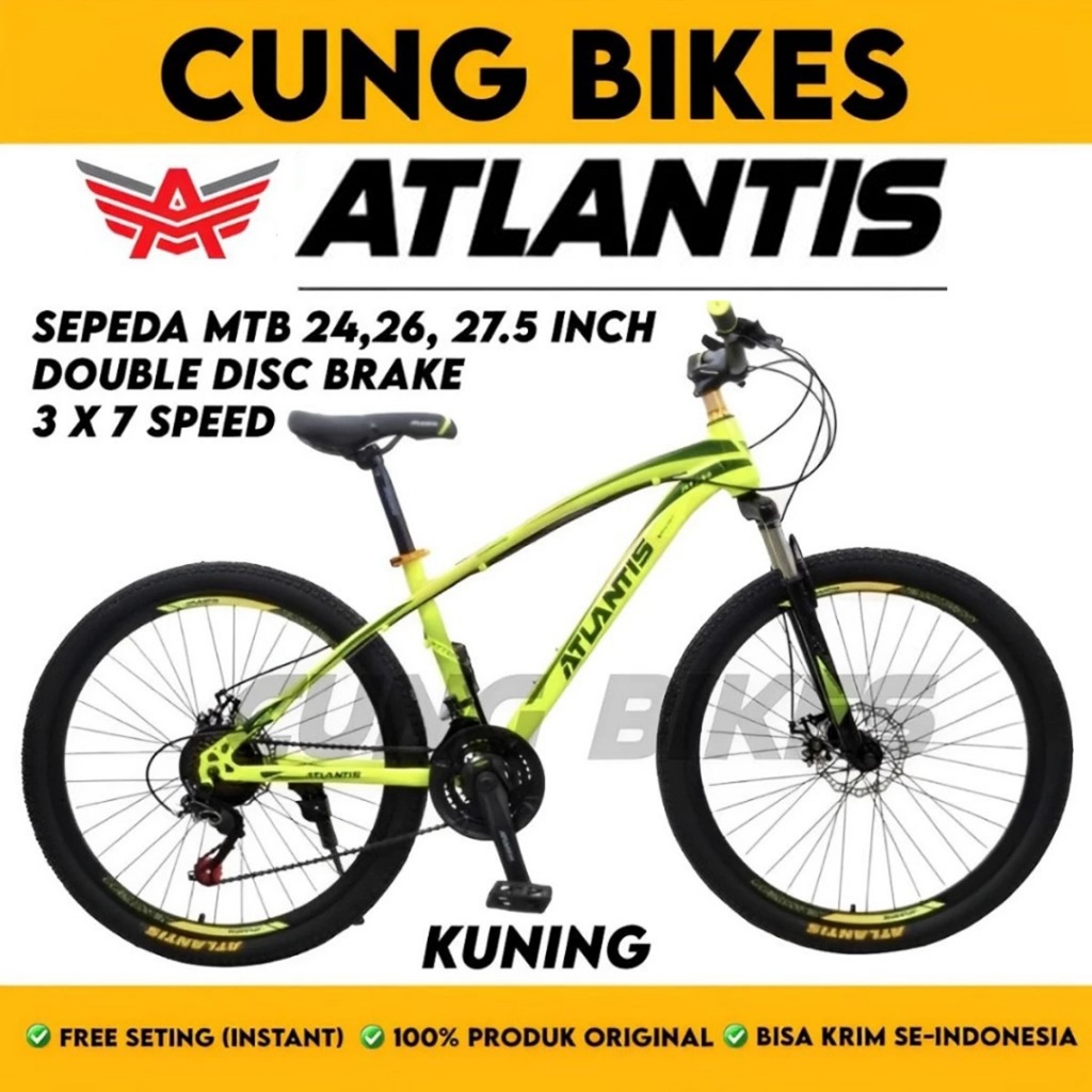Sepeda Gunung MTB 24 26 dan 27,5 inch Atlantis 730 Diskbrake 21 speed