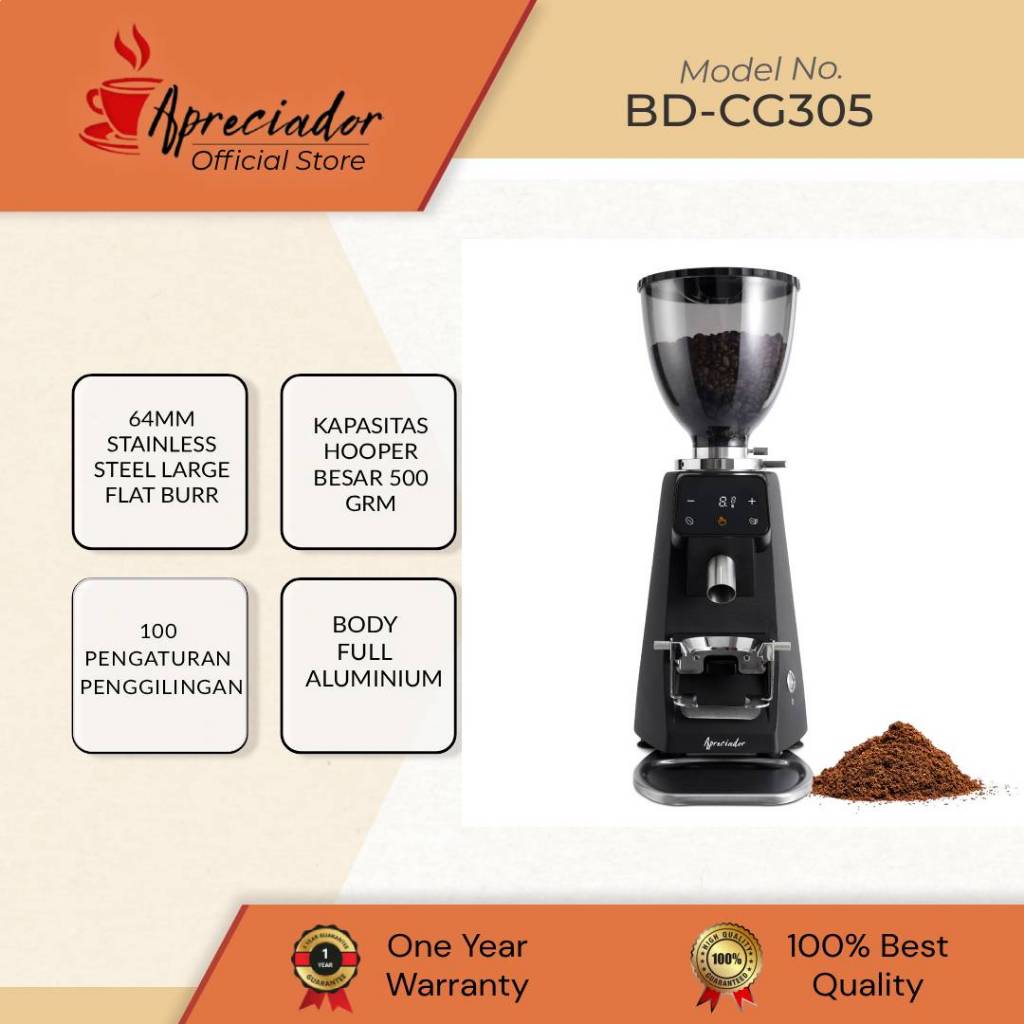 Apreciador Mesin Penggiling Kopi Coffee Grinder BD-CG018, BD-CG301, BD-CG305 Touch Screen/ Magnetic 
