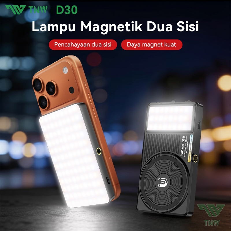 TNW D30 Selfie Light Portable Magnetic Fill Light Mini Dual Light Led Video Lampu Portable Lampu Cam