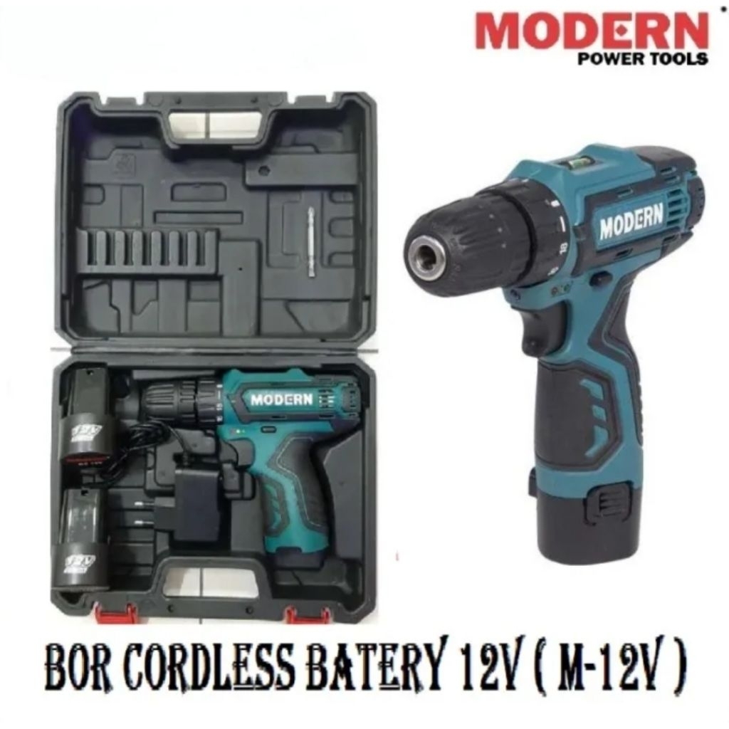 MODERN Mesin Bor Baterai M12 V / Cordless Drill Modern M 12V Bor Cas Modern M 12 V