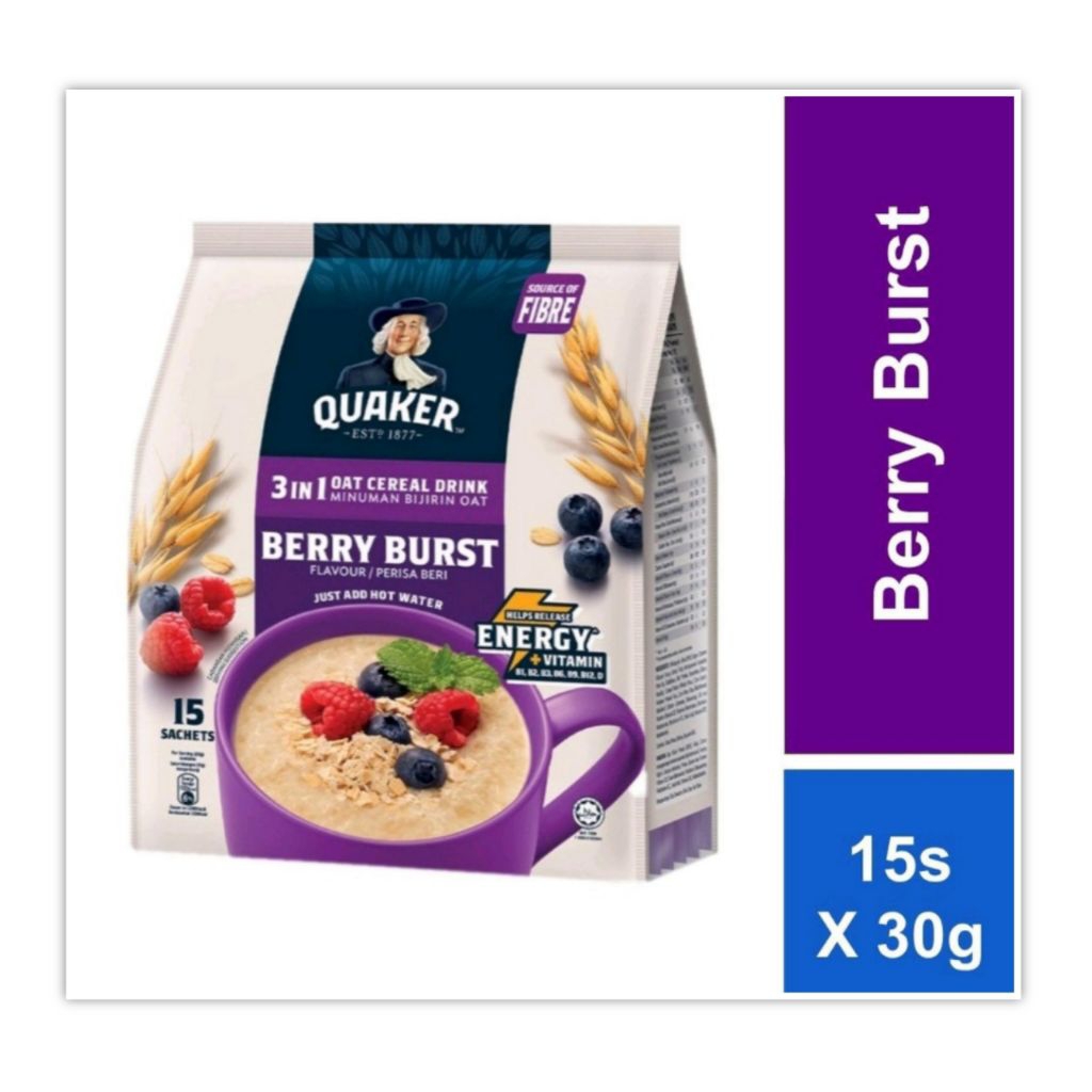 Quaker Oat Cereal Drink Berry Burst isi 15 Minuman Sereal Malaysia